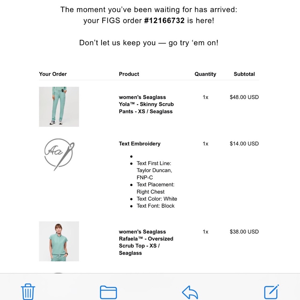 Women’s seaglass skinny scrub XS
